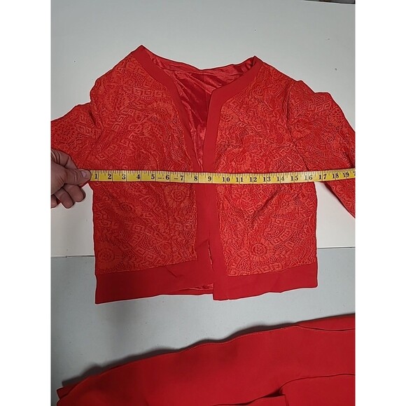 2 piece  Gorgeous Lace Detailed Formal Prom Wedding Dress Size 14 Red (E28) - Picture 10 of 12